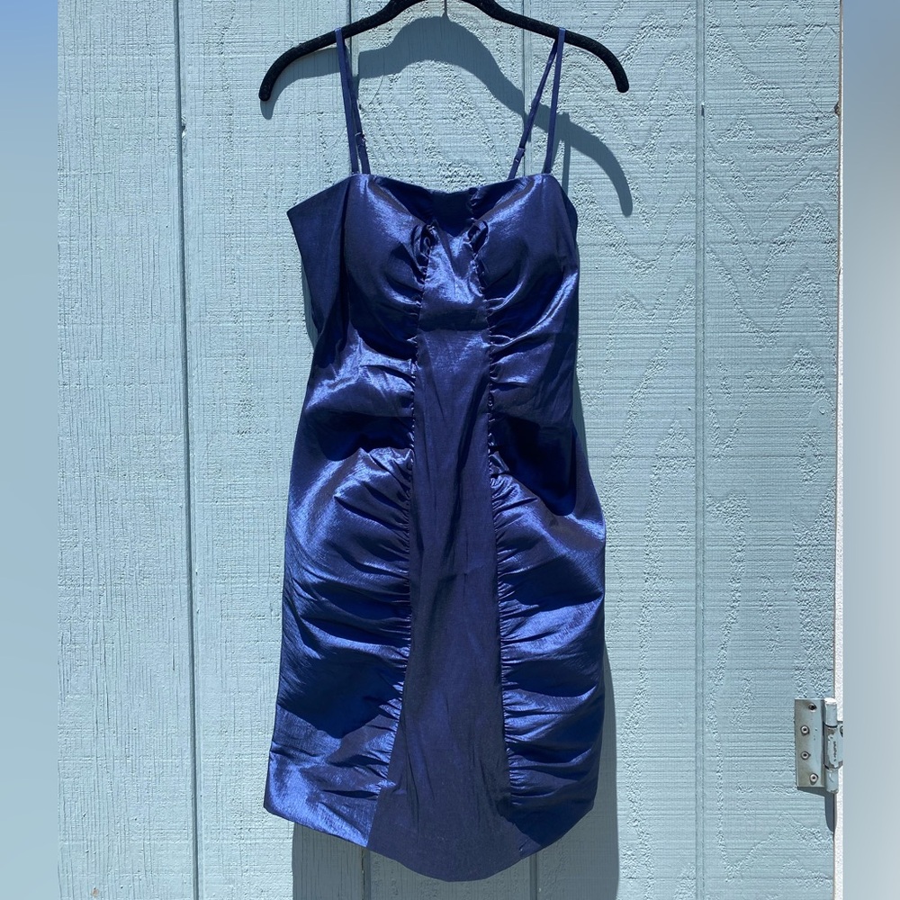 Sexy metallic blue Calvin Klein mini dress